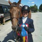 Kaylee Vance and Bella Luna with their ribbons from the NEHC Pleasure division